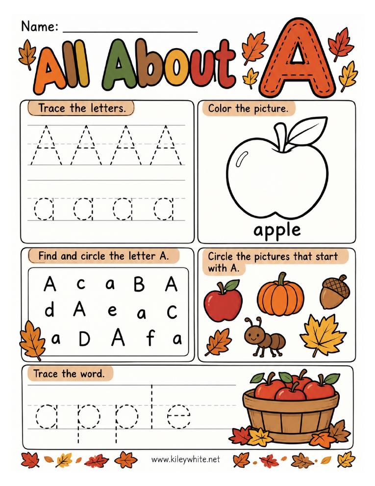All About A fall printable preview