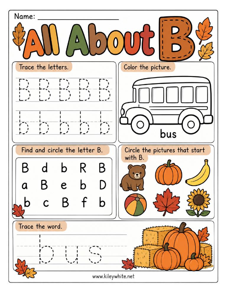 All About B fall printable preview