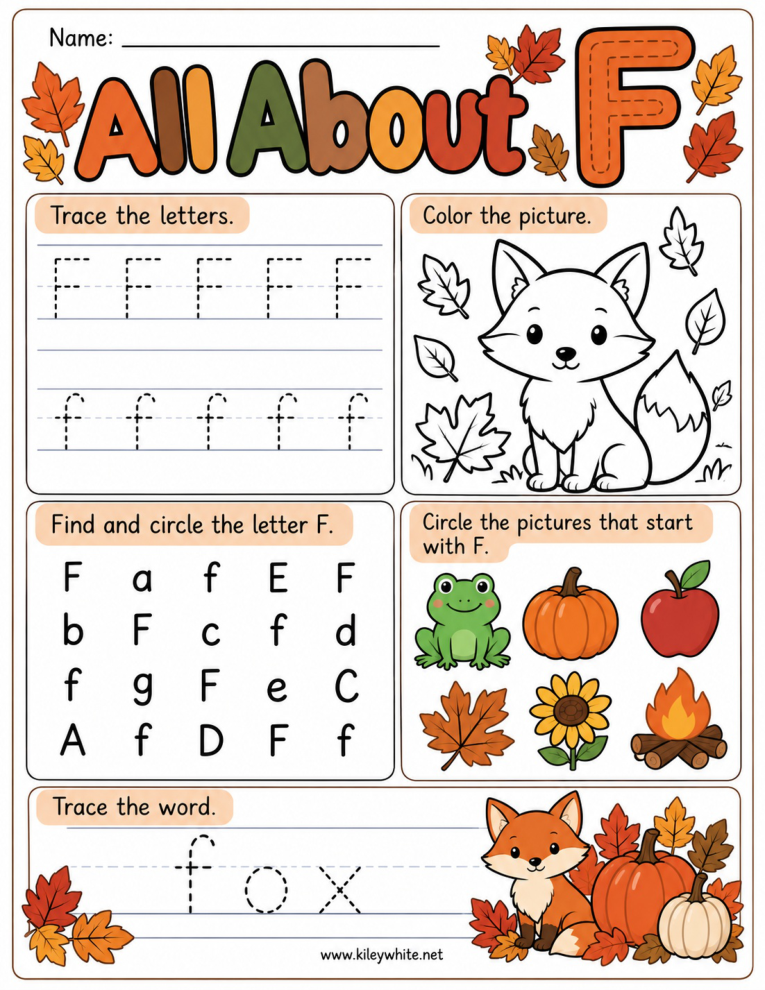 All About F fall printable preview
