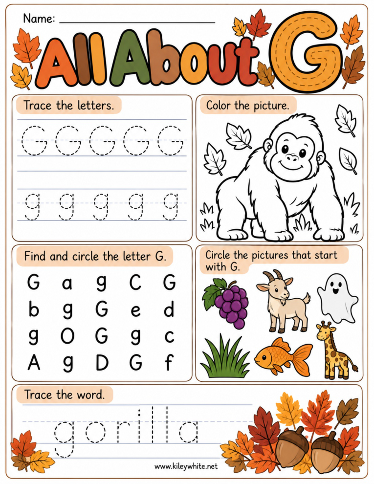 All About G fall printable preview