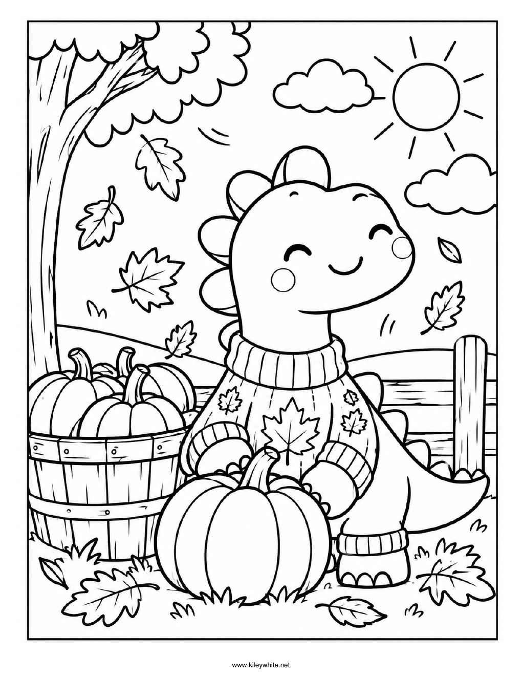 Dinosaur in a Sweater coloring page preview