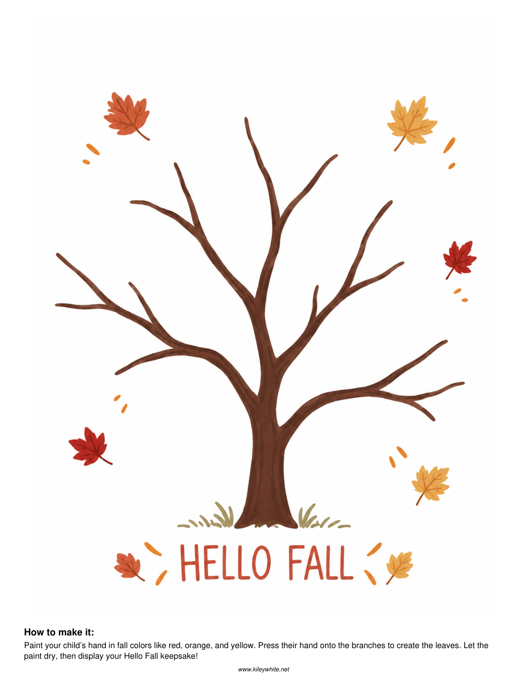 Hello Fall handprint tree craft preview