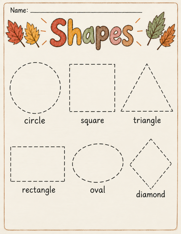 Shapes Tracing printable preview